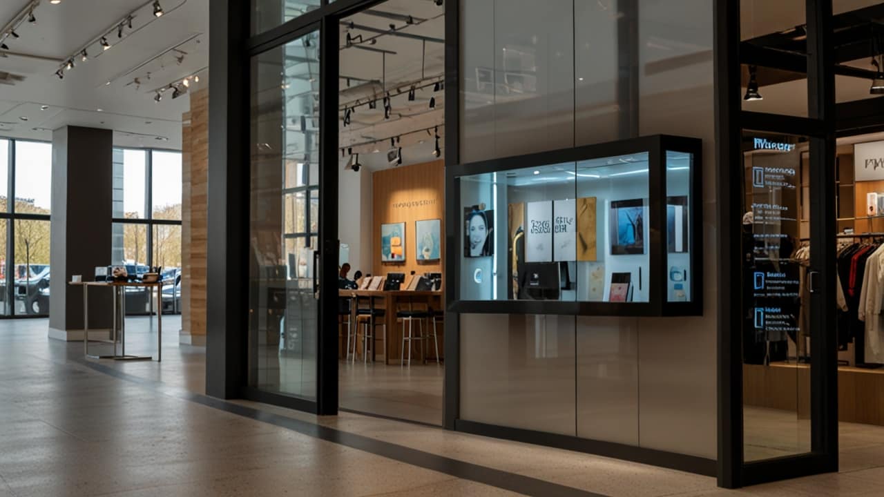 Transparent Display showing digital information overlay while maintaining visibility through the screen surface