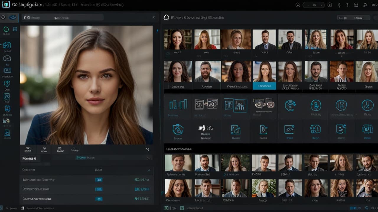 AI Generator interface showing multiple content creation options with text-based prompting and resulting digital asset production