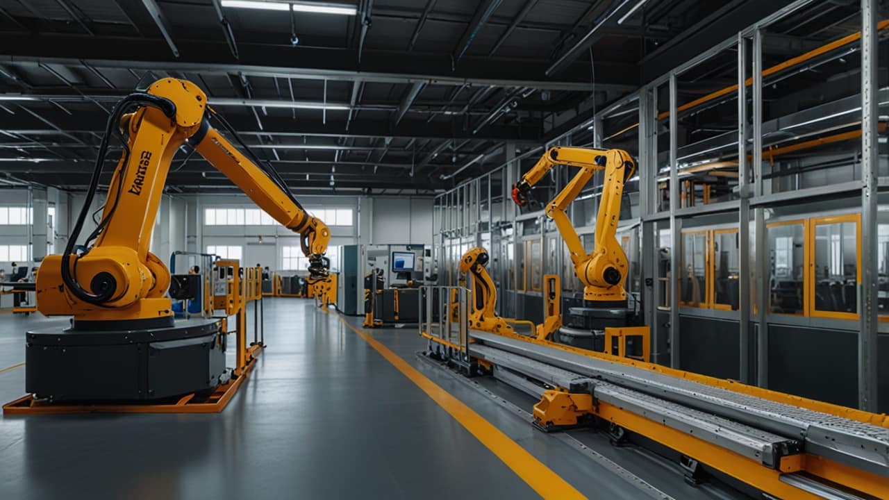 Adaptive Manufacturing facility reconfiguring automation systems to switch between different product lines without manual retooling