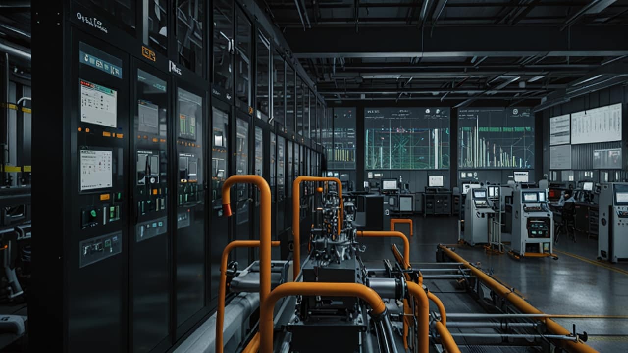 Digital Twin showing synchronized virtual replica alongside physical production line