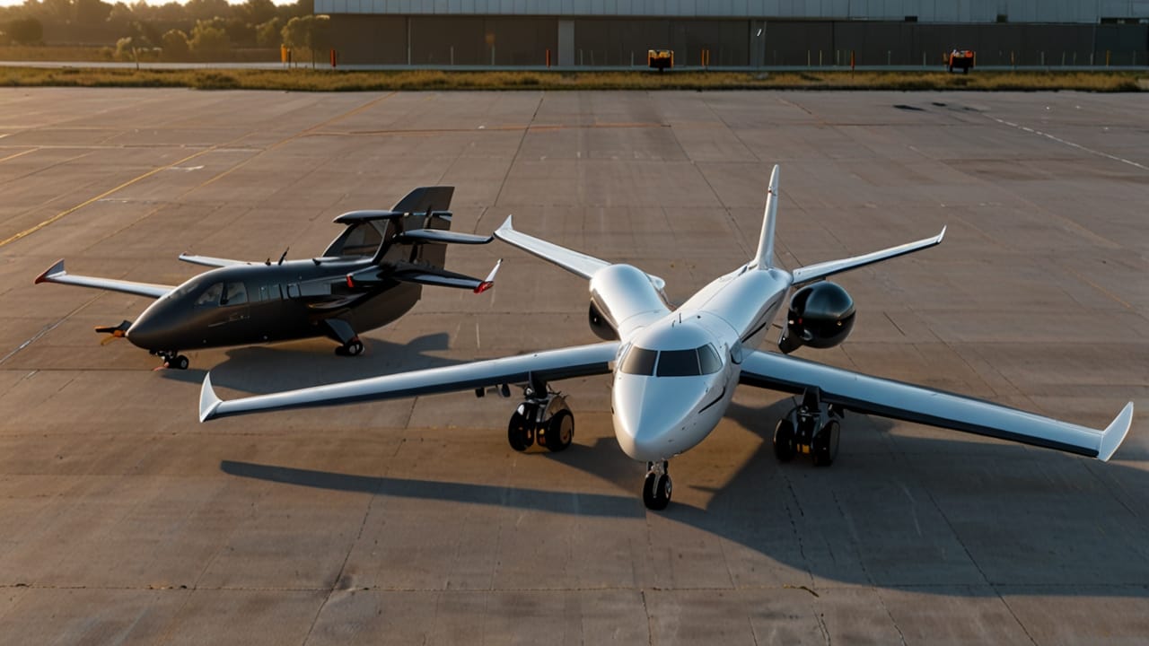 Electric Aviation aircraft with visible battery propulsion system and electric motor array replacing traditional engines