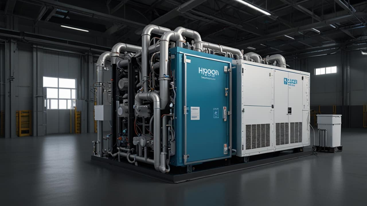 Hydrogen Economy visualization showing renewable-powered production and multi-sector applications