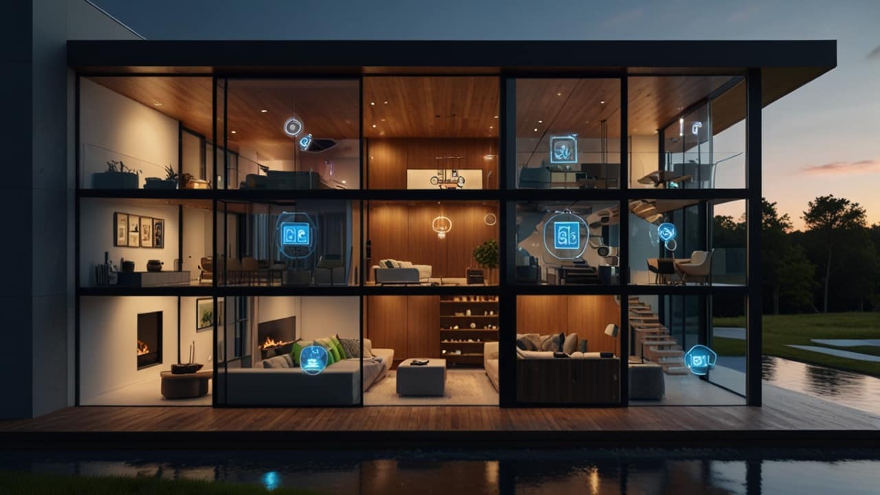 Internet of Things ecosystem showing connected devices exchanging data across home environment