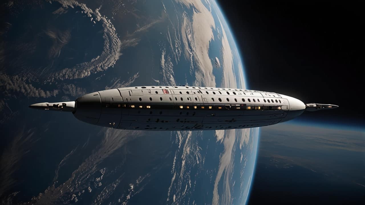 Orbital Tourism spacecraft carrying civilian passengers into Earth orbit for recreational space experience