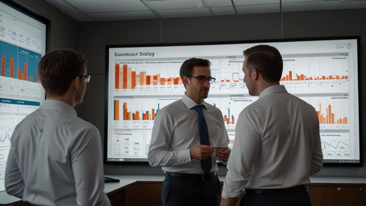 Predictive Analytics dashboard showing future business trend forecasts with confidence intervals