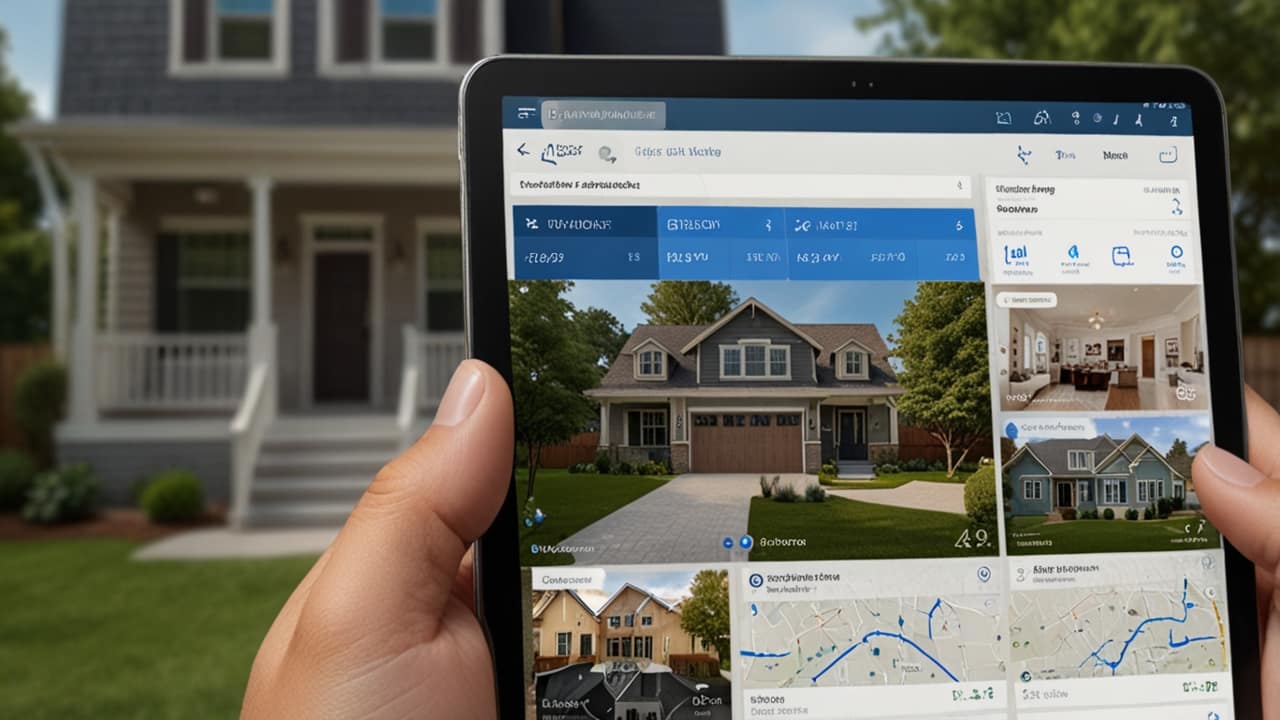 Zillow application displaying property visualization with comprehensive market data and virtual tour capability