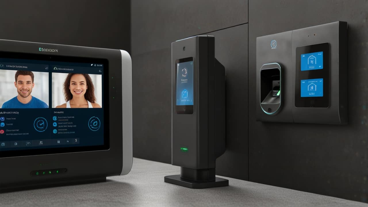 Biometric security system displaying biological authentication process through multiple recognition technologies