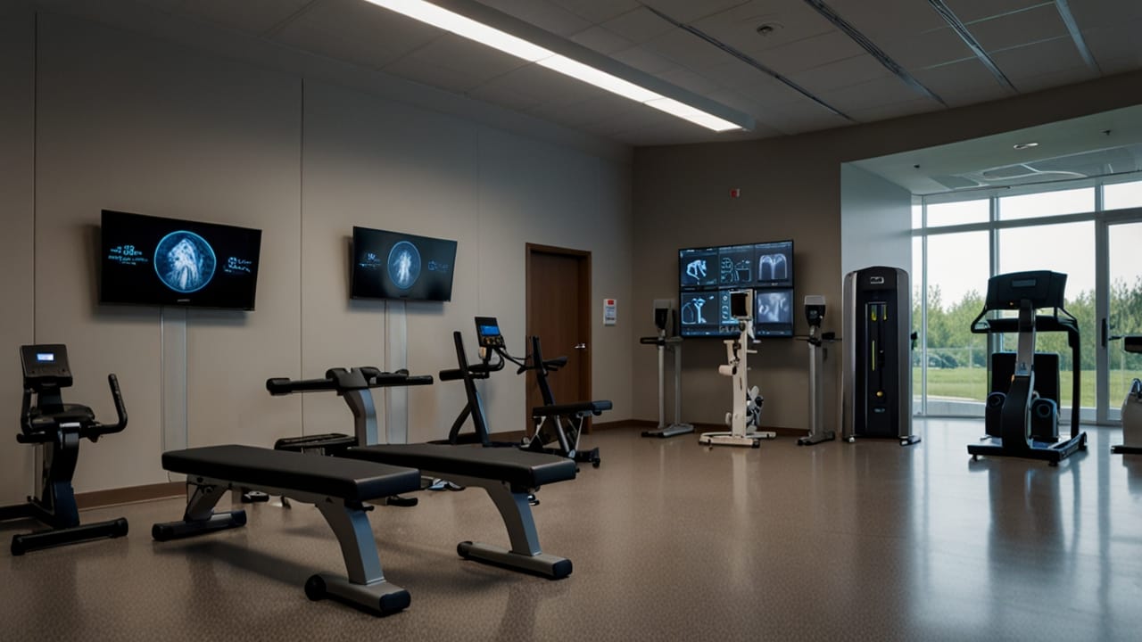 Fitness monitoring interface showing health tracking and activity measurement systems