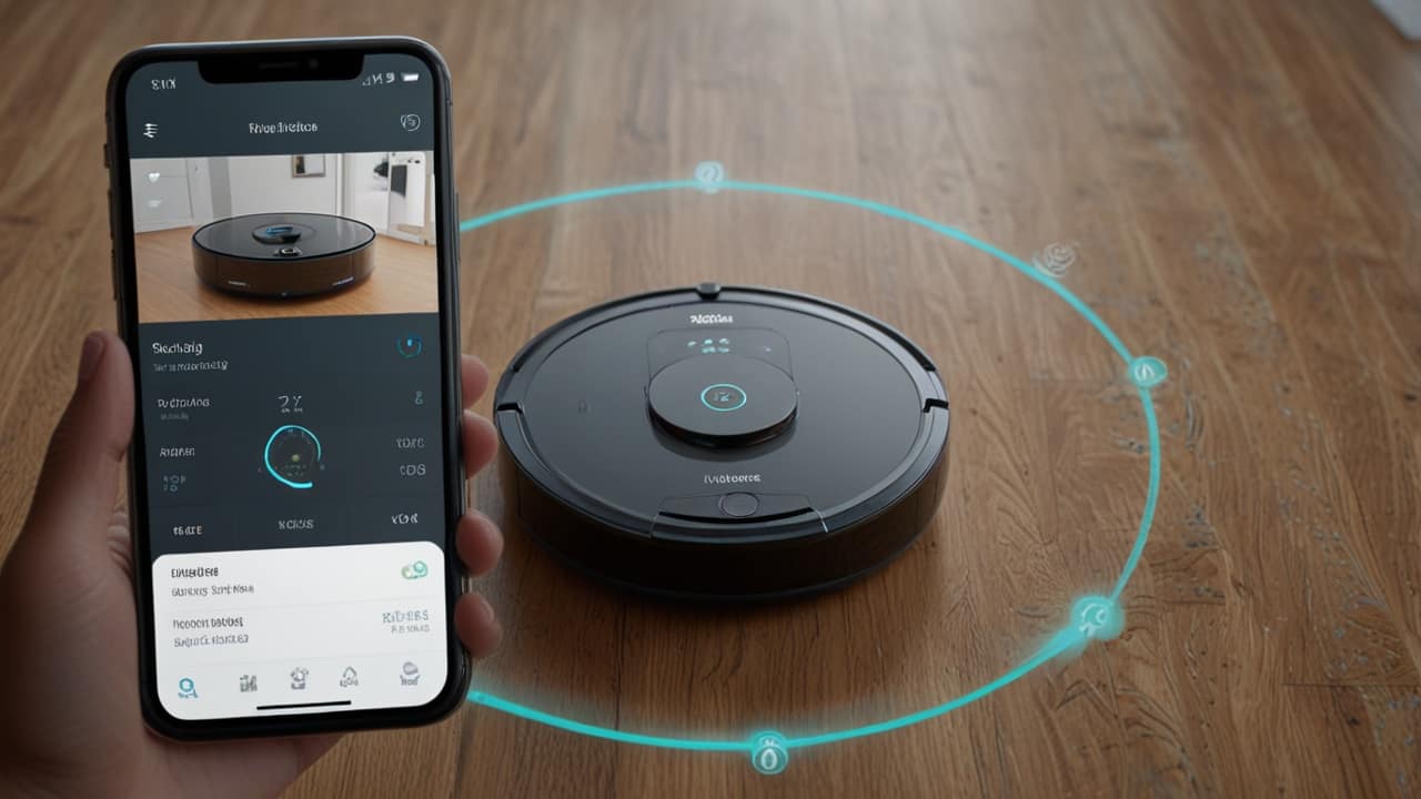 Robot vacuum displaying autonomous cleaning technology with smart navigation and obstacle avoidance capabilities