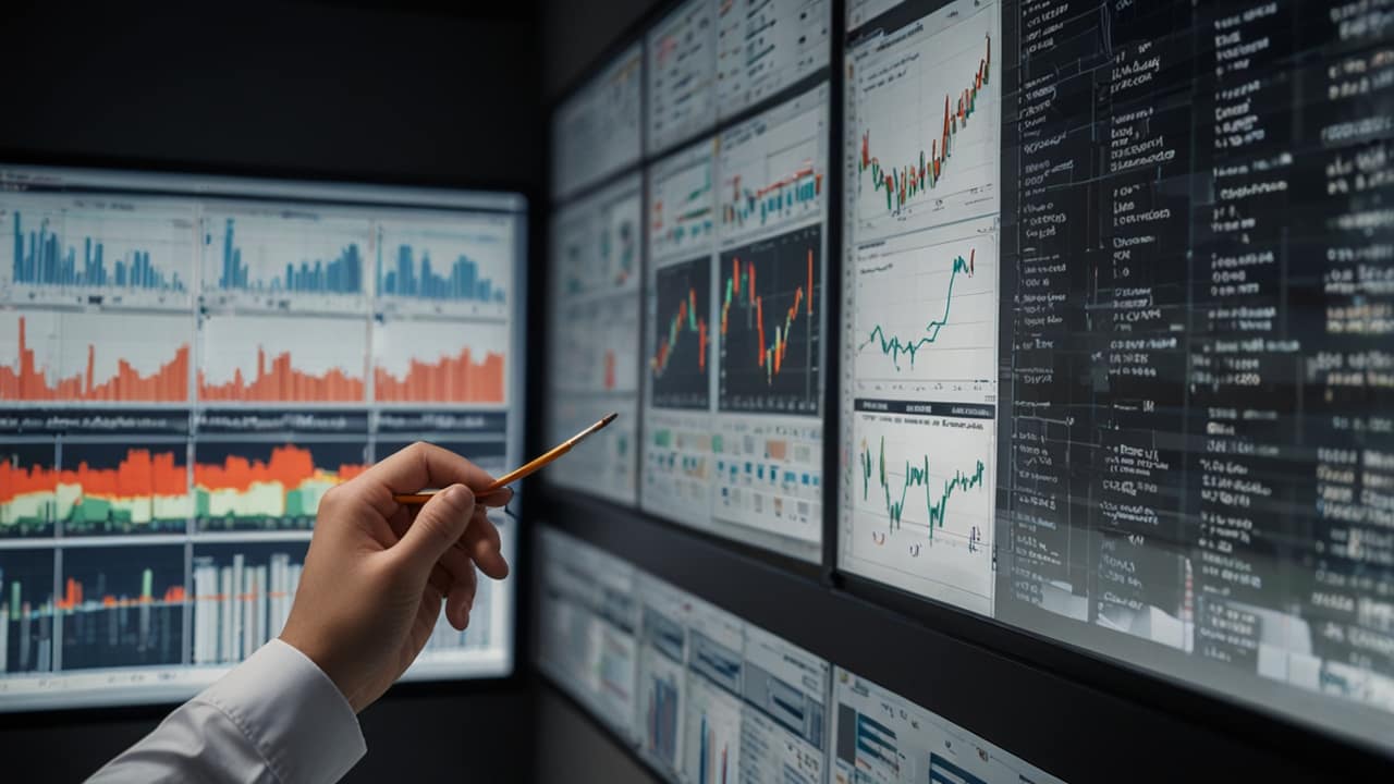 Predictive analytics dashboard showing forecasting models and trend predictions