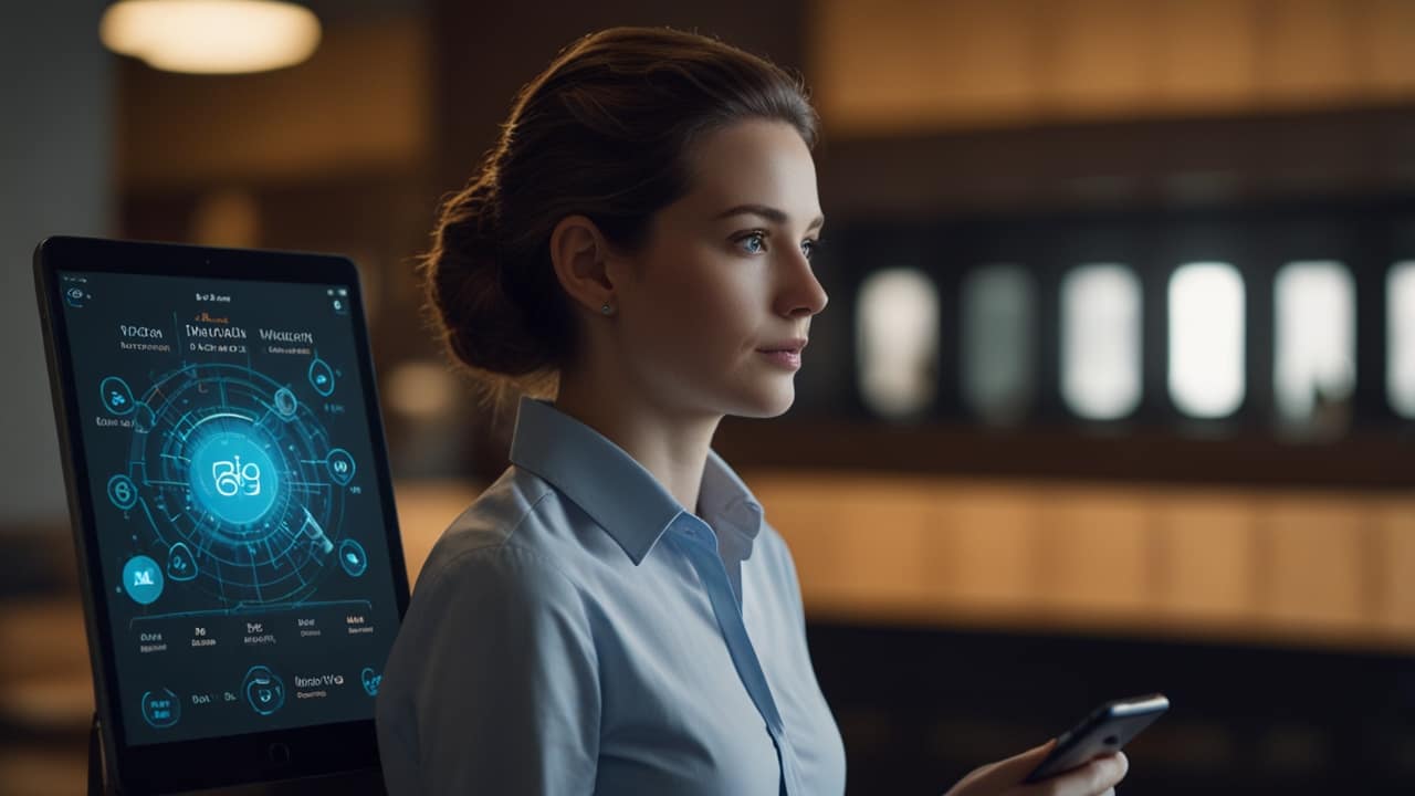 Advanced smartphone interface with AI assistant features, personal intelligence displays, and contextual computing demonstrations