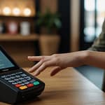 Biometric Payment terminal authenticating purchase using customer's palm vein pattern for secure verification