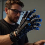 Haptic Glove device providing precise tactile feedback for virtual object manipulation with visible actuator system