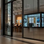 Transparent Display showing digital information overlay while maintaining visibility through the screen surface