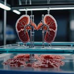 3D Bioprinting system creating functional human tissue with visible vascular structures