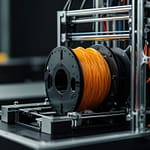 3D Printing machine building physical object layer by layer according to digital design