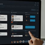 AI Chat interface showing natural language conversation with virtual assistant providing information and completing tasks