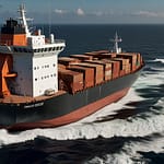 Autonomous Ship navigating open waters using integrated sensor arrays and AI systems without crew