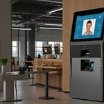 Biometric Payment terminal scanning facial features during seamless checkout process without cards