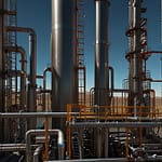 Carbon Capture system extracting CO2 from industrial emissions with sequestration visualization