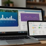 Cloud storage interface displaying synchronized files across multiple devices with backup status indicators