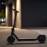 E-scooter featuring compact electric propulsion system enabling convenient urban transportation over short distances