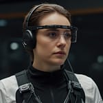 Human Augmentation technologies seamlessly integrating with biological systems to enhance natural capabilities