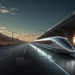 Hyperloop Transport system showing passenger pod inside vacuum tube with magnetic levitation