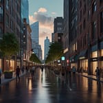 Metaverse Economy showing virtual marketplace with creators selling digital assets to users through blockchain verification