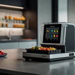 Molecular Food Printing device creating customized meal with programmed nutritional profile