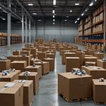 Swarm robotics system showing coordinated robots working together in synchronized patterns