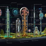 Synthetic Biology Future visualization showing engineered organisms designed to produce beneficial outputs