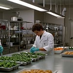 Synthetic Food products showcasing lab-grown meat structured at cellular level without animal agriculture