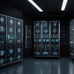 Neural architecture diagram showing interconnected network layers