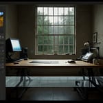 Photo editing software displaying image enhancement interface with visual correction tools and digital retouching controls