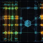 Transformer models architecture displaying attention mechanisms connecting language elements through parallel processing
