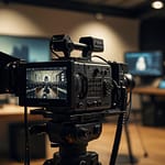 Video storytelling interface showing narrative filming and cinematic content creation