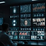 Deepfake detection software analyzing video content for artificial manipulation