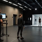 Motion capture system recording actor performance with tracking markers