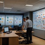 Scrum implementation dashboard showing sprint progress and team performance metrics