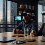 Apple Vision Pro with mixed reality capabilities and spatial computing technology
