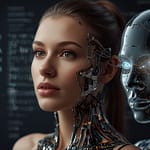 Advanced AI research laboratory with quantum computers processing language models, neural network visualizations, and performance optimization graphs on holographic displays